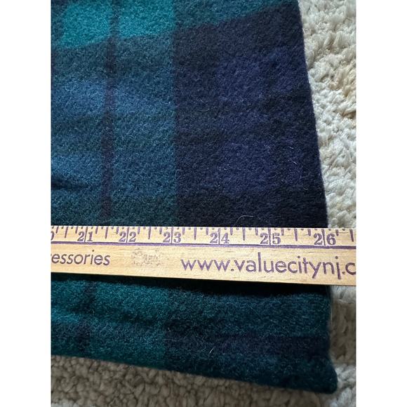 Vintage Pendleton Wool Throw Blanket Plaid 52x72” fringed dark blue green - Picture 12 of 12